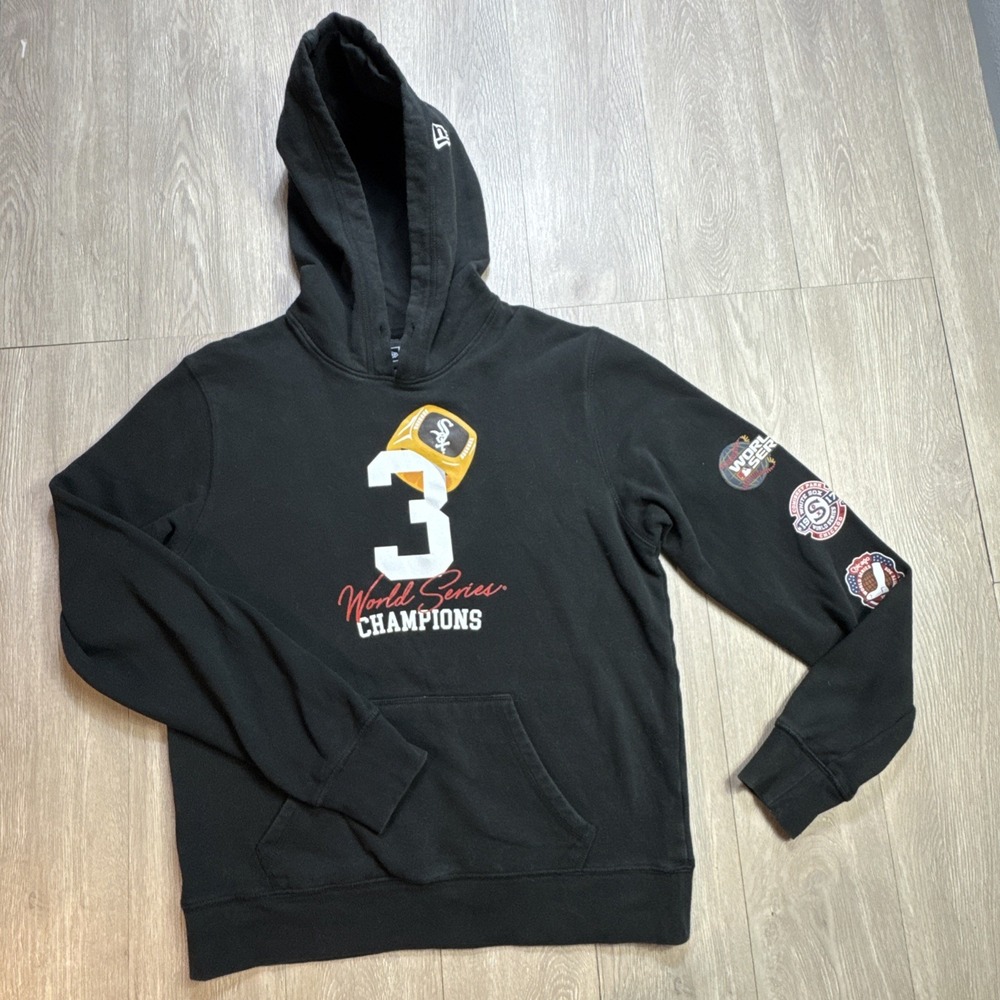 New Era Chicago White‎ Sox Pullover Hoodie MLB Size Medium World Series Sleeve
